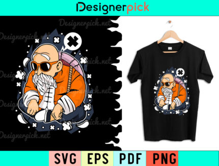 Master Roshi Svg Design, Master Roshi Svg, Master Roshi Tshirt Design