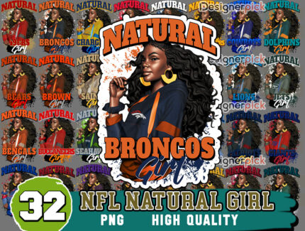 NFL Natural Girl Png Bundle, NFL Team Png, Natural Girl Nfl Sublimation Bundle
