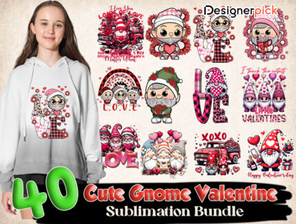 Gnome Valentine Sublimation Bundle, Valentine Png Bundle, Gnome Valentine Bundle