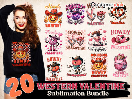 Western Valentine Sublimation Bundle, Western Love Png, Cowboy Png Bundle