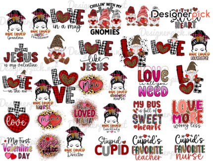 Cute Valentine Sublimation Bundle, Cute Love Valentine Png