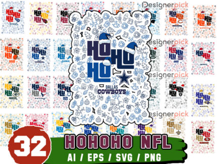 Hohoho NFL Svg Bundle, NFL Team Png, Christmas Nfl Sublimation Bundle