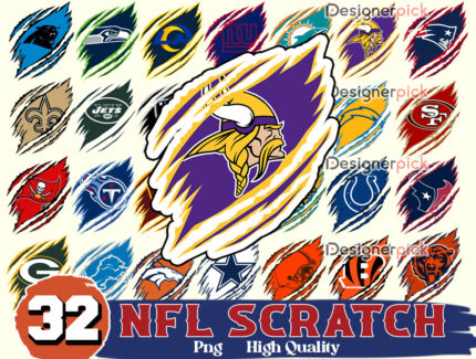 NFL Scratch Png Bundle, NFL Team Png, Scratch Nfl Sublimation Bundle