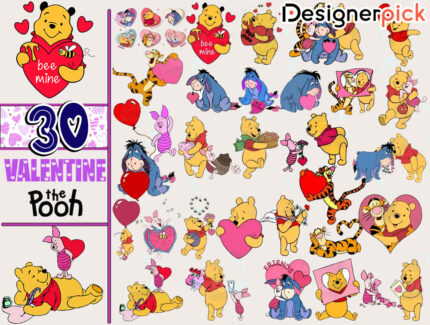 Winnie The Pooh Valentine Png Bundle, Pooh Valentine Png