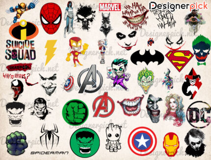 Superhero Svg Bundle, Superhero Icon Clipart, Marvel Logo Svg