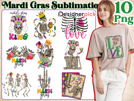 Skeleton Mardi Gras Sublimation Bundle, Mardi Gras Png, Mardi Gras Png Bundle