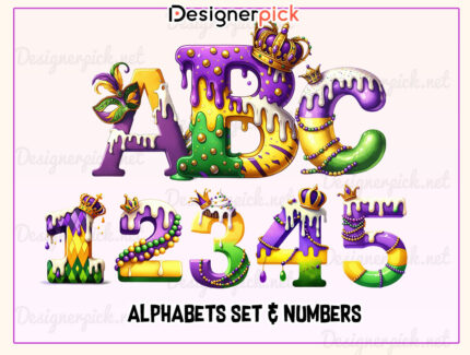 Mardi Gras Alphabet Bundle, Mardi Gras Text Design