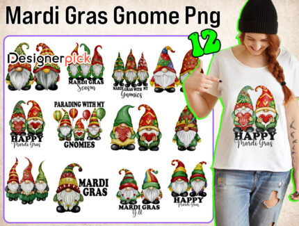 Mardi Gras Gnome Sublimation Bundle, Gnome Mardi Gras Png