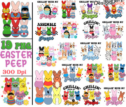Cartoon Easter Peep Png Bundle, Easter Peep Png