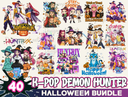 40 Kpop Demon Hunter Halloween PNG Bundle, Halloween Huntrix  PNG