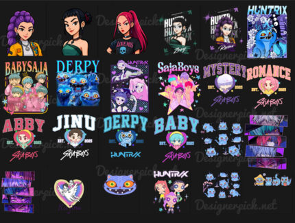 160 K-pop Demon Hunter PNG Bundle, Huntrix Demon Hunters Png