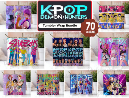 70 Kpop Demon Hunter Tumbler Bundle, Saja Boys Tumbler Png, Huntrix Tumbler Png
