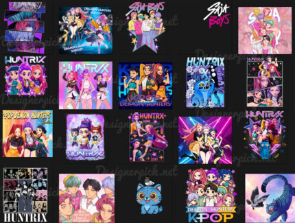 60 K-pop Demon Hunter PNG Bundle, Huntrix Girls Band PNG