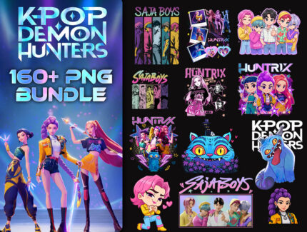 160 K-pop Demon Hunter PNG Bundle, Huntrix Demon Hunters Png