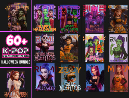 60 K-pop Demon Hunter Halloween PNG Bundle