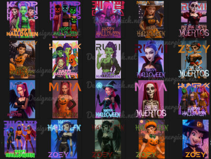 60 K-pop Demon Hunter Halloween PNG Bundle
