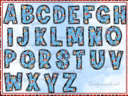 Custom Bluey Alphabet Christmas Png Bundle, Bluey Alphabet bundle png