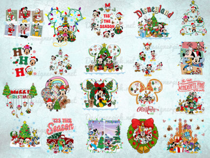 Disney Christmas PNG Bundle, Mickey & Minnie Holiday Clipart