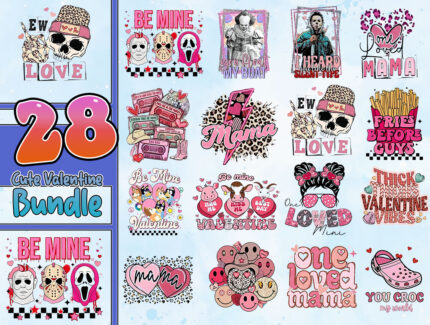 Cute Valentine Png Bundle, Horror Valentines Bundle Png, Love Png, Xoxo Png
