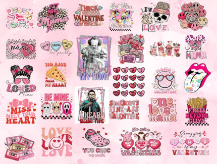 Cute Valentine Png Bundle, Horror Valentines Bundle Png, Love Png, Xoxo Png