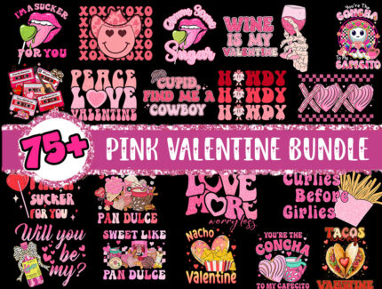 Pink Valentine Bundle Png, Love Png, Xoxo Png