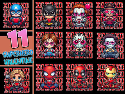 XOXO Valentine Superhero PNG, Romantic Hero