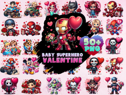 Valentine Superhero Clipart Bundle PNG