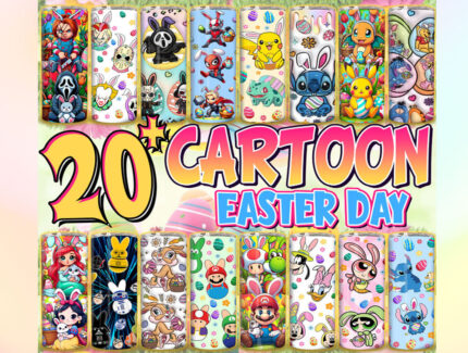 Cartoon Happy easter Tumbler Design PNG, Cartoon easter Tumbler bundle