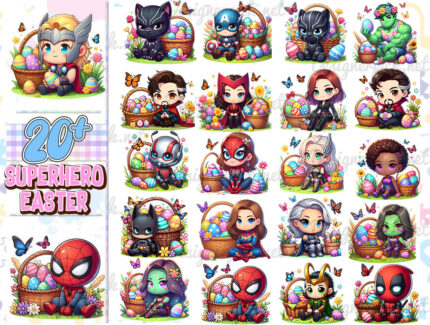 Cartoon Easter Superhero Png Bundle, Happy Easter Day Png