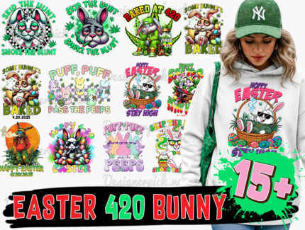 420 Easter Bunny Png Bundle, Happy Easter Day Png