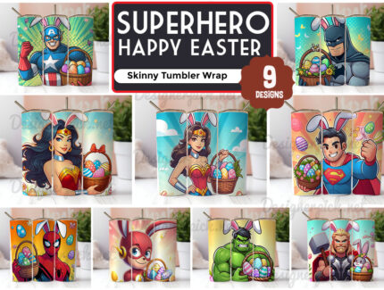 Easter Superhero Tumbler Bundle, Superhero Easter Wrap Png