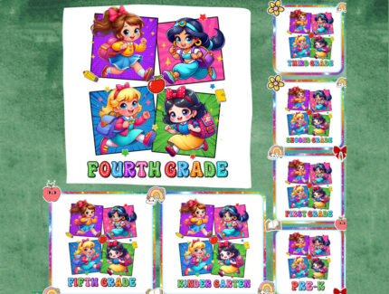 Princess Grade Png Bundle, Princess Back to School Png Bundle